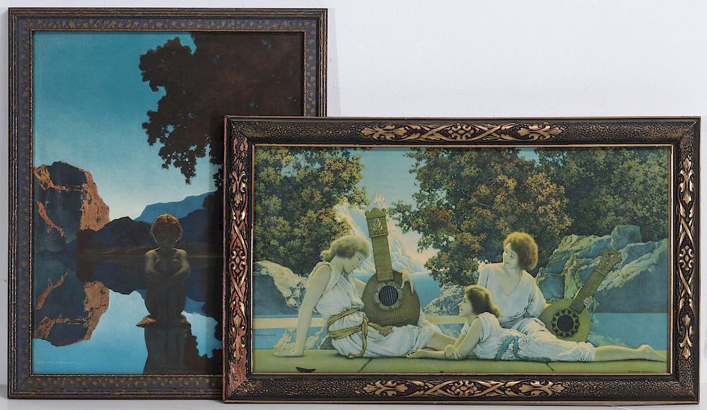 Appraisal: TWO ORIGINAL MAXFIELD PARRISH PRINTS Circa s Evening and Lute