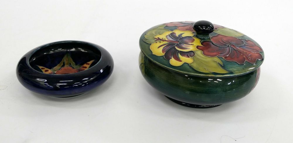 Appraisal: PIECES OF VINTAGE MOORCROFT POTTERY To include a covered powder