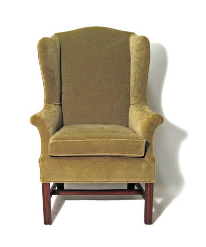 Appraisal: Upholstered mahogany easy chair late th century