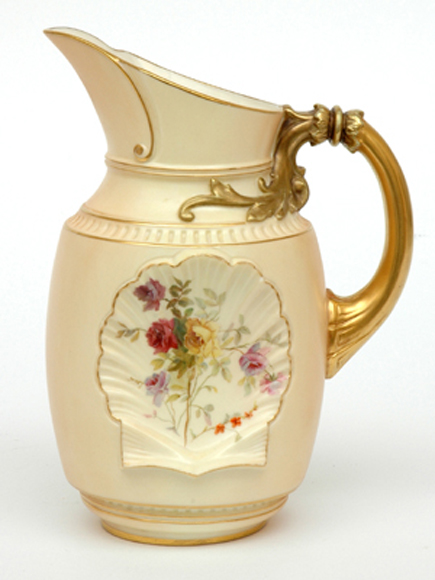 Appraisal: A ROYAL WORCESTER BLUSH IVORY PORCELAIN EWER Circa Ovoid with