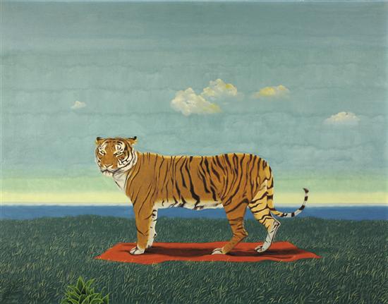 Appraisal: Leo Sauer Austrian b TIGER ON CARPEToil on canvas framed