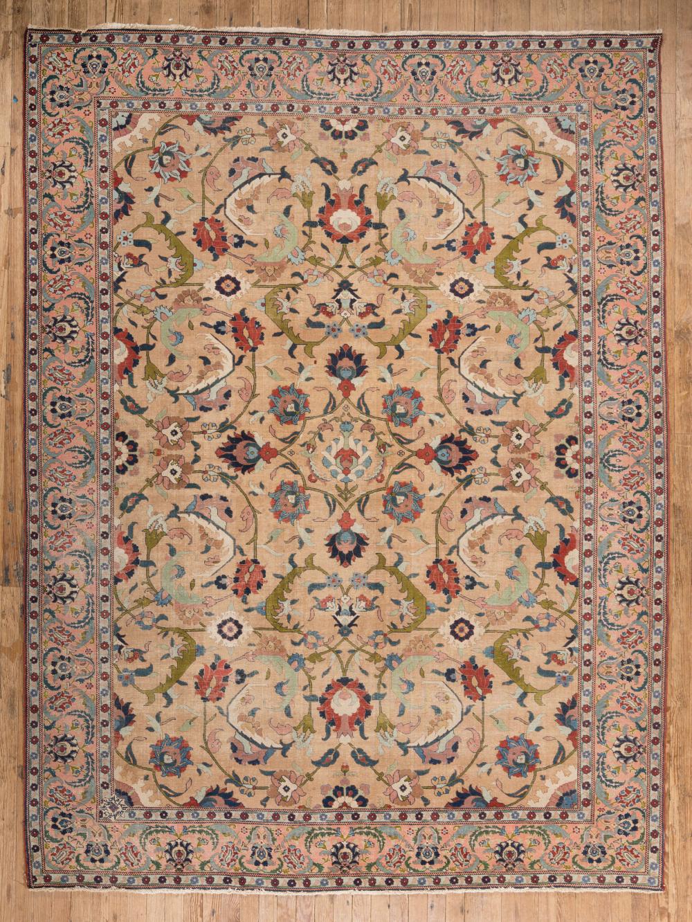 Appraisal: Antique Peshawar Ziegler Carpet central tan ground pink border allover