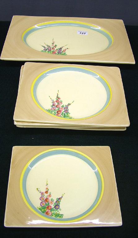 Appraisal: Hollyhocks' Biarritz part service comprising a platter four plates and