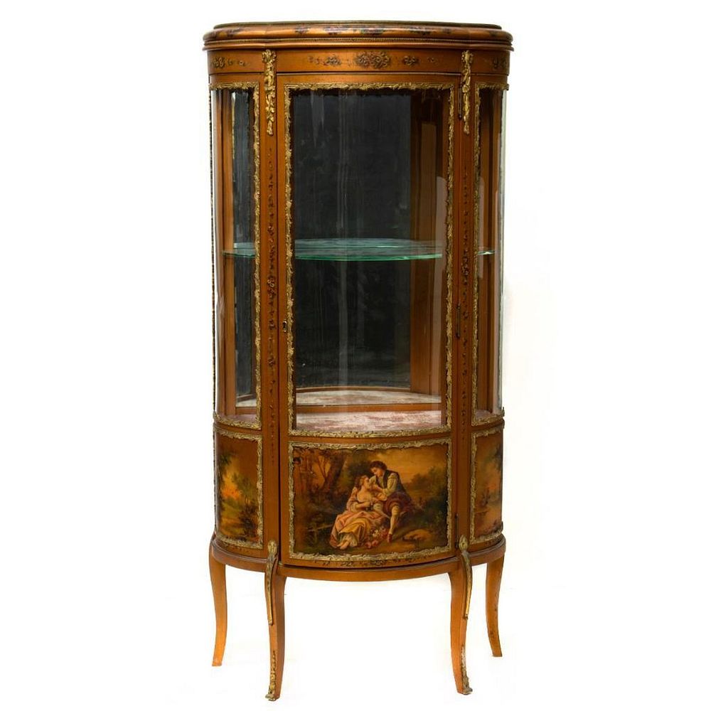 Appraisal: Louis XVI Style Vitrine Cabinet Gilt mounted with floral decoration