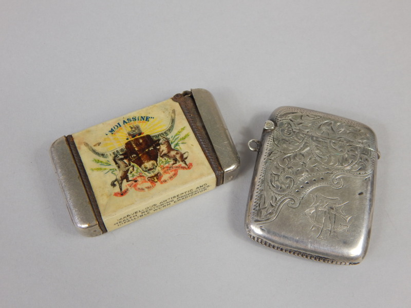 Appraisal: Two vesta cases a silver example bearing initials WTC and