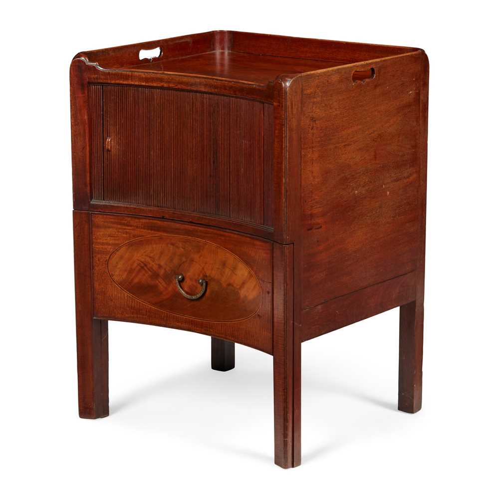 Appraisal: GEORGE III MAHOGANY BEDSIDE COMMODE LATE TH CENTURY the tray