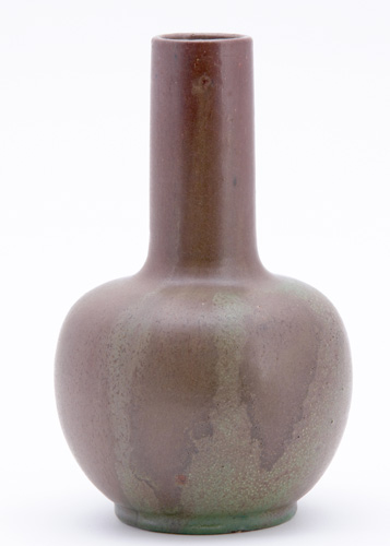 Appraisal: W J WALLEY Bottle-shaped vase covered in brown and green