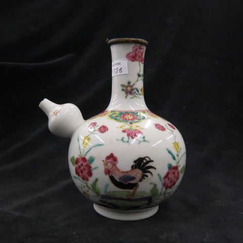 Appraisal: Rare Early Chinese Famille Verte BiberonBaby Bottle rooster floral a