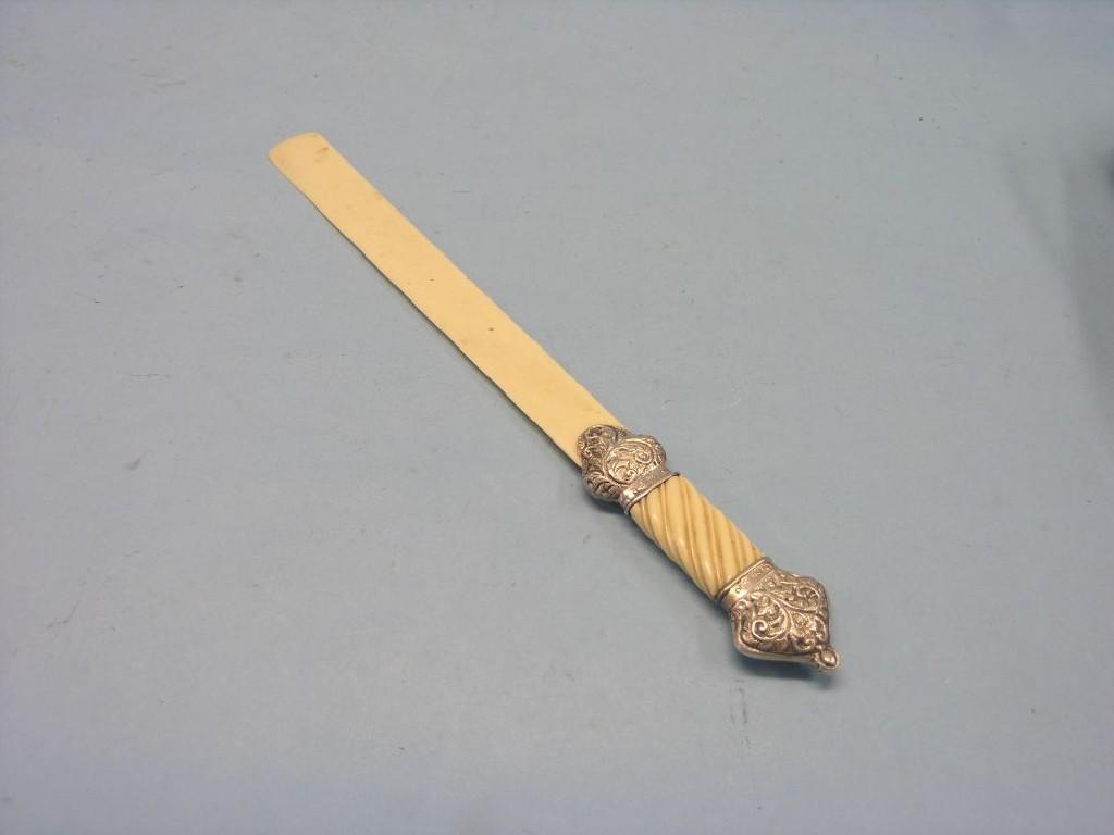 Appraisal: A late Victorian silver-mounted ivory paperknife London in