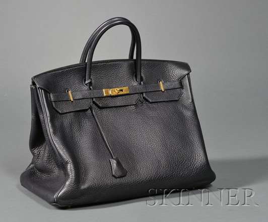 Appraisal: Bleu Marine Togo Leather Birkin Handbag Hermes opening to an