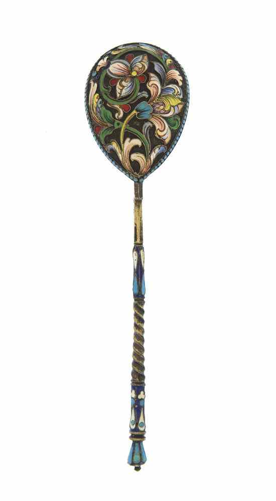 Appraisal: A Russian Enameled Silver Spoon marker's mark H backwards the