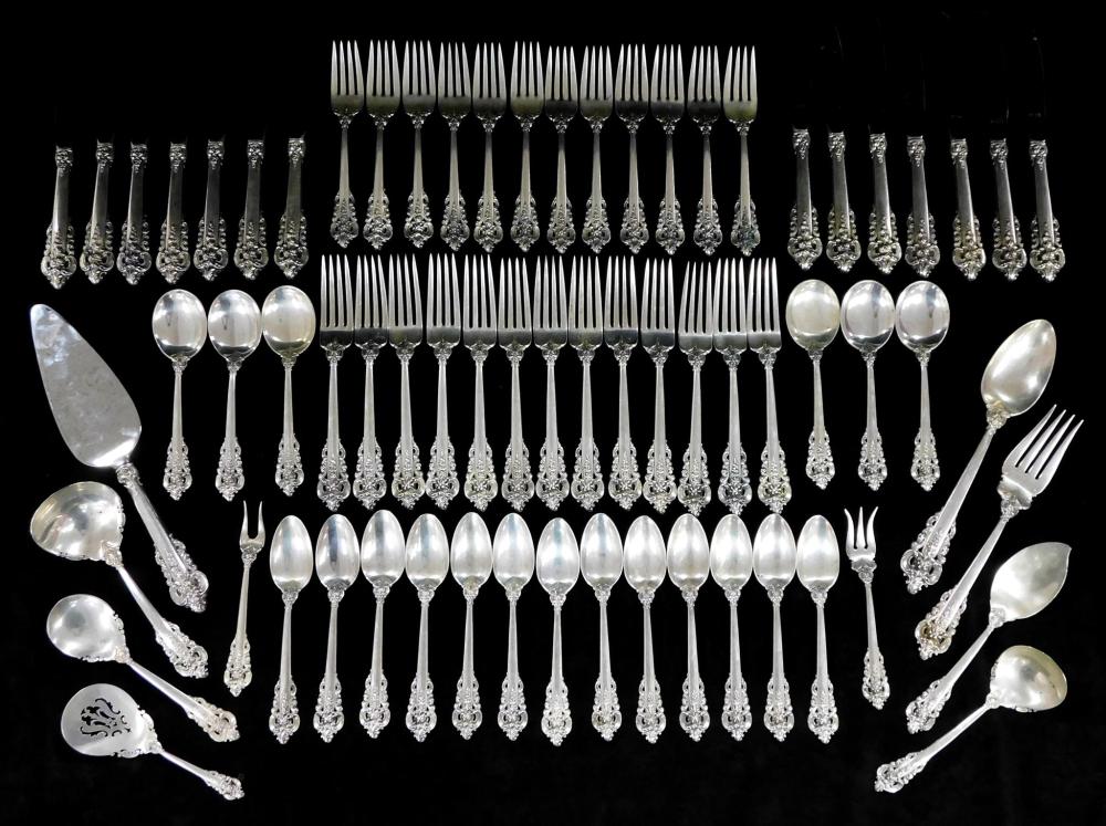 Appraisal: STERLING Wallace Grand Baroque sterling flatware and serving ware sixty-nine