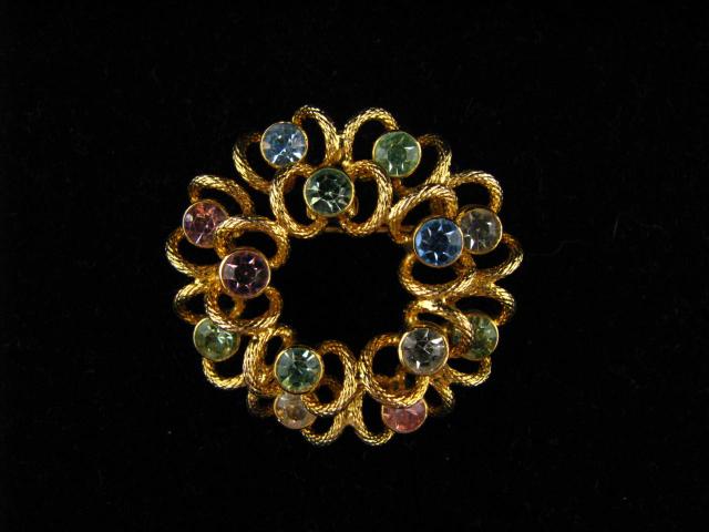 Appraisal: Multi-colored gemstone pin with pink clear blue and green stones