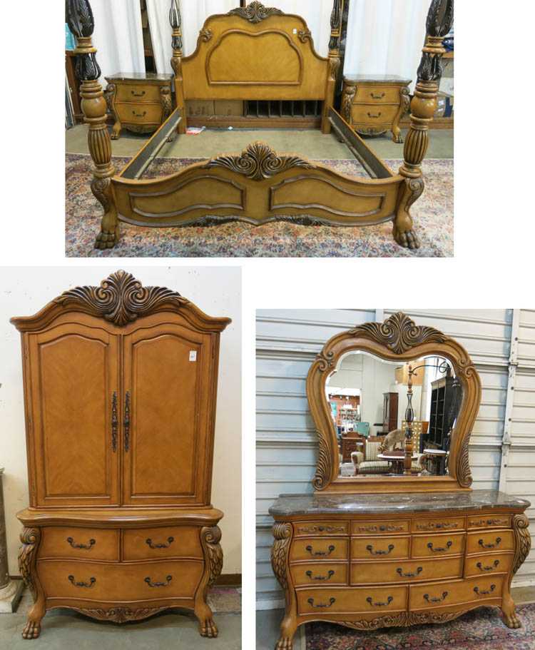 Appraisal: FIVE-PIECE BAROQUE STYLE BEDROOM FURNITURE SET Chinese made s comprising