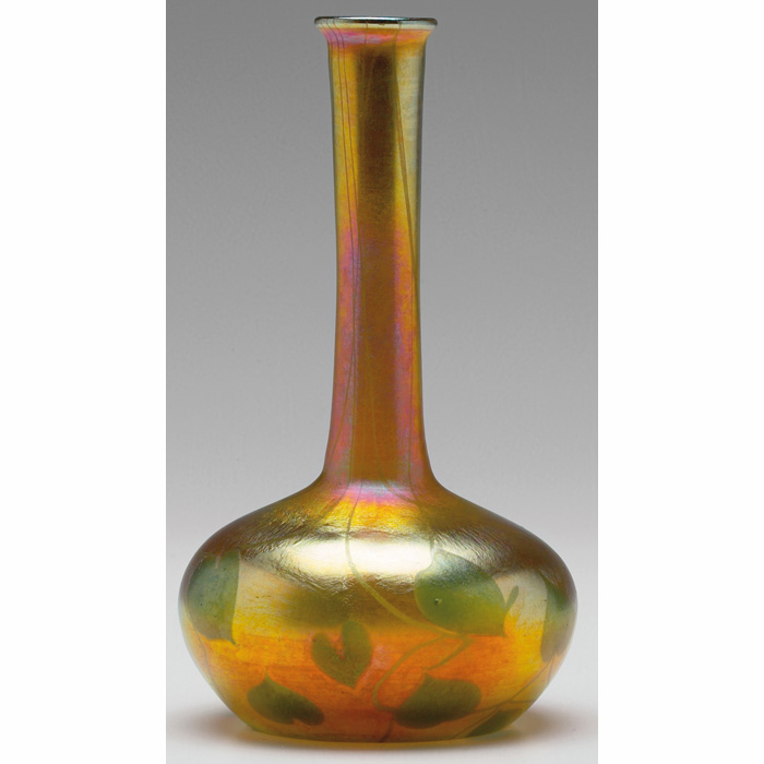 Appraisal: L C Tiffany vase gold favrile glass with a green