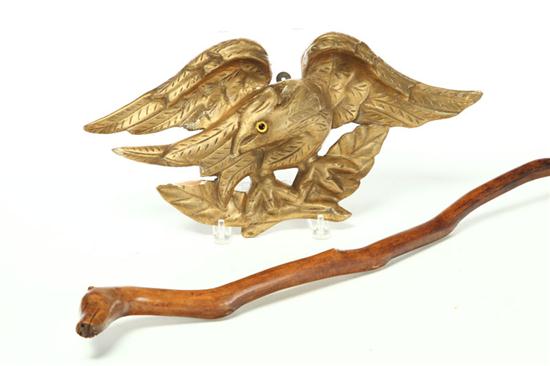 Appraisal: FOLK ART CANE AND CARVED EAGLE American late th-early th