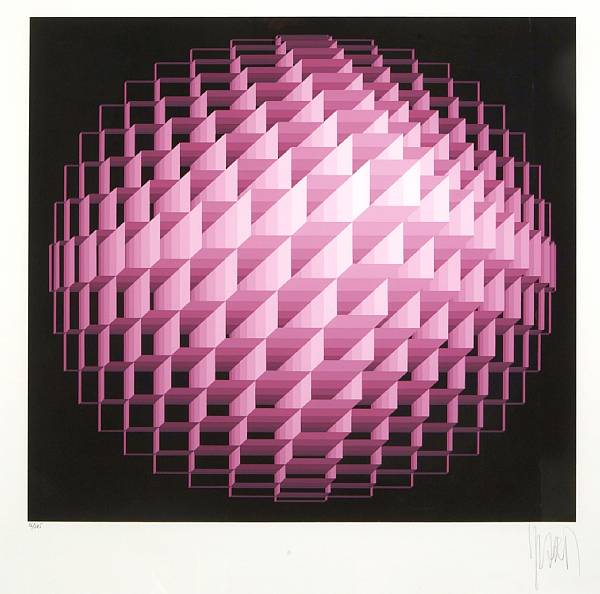 Appraisal: Yvaral Jean-Pierre Vasarely French - Untitled Sphere Untitled Horizon Silkscreens