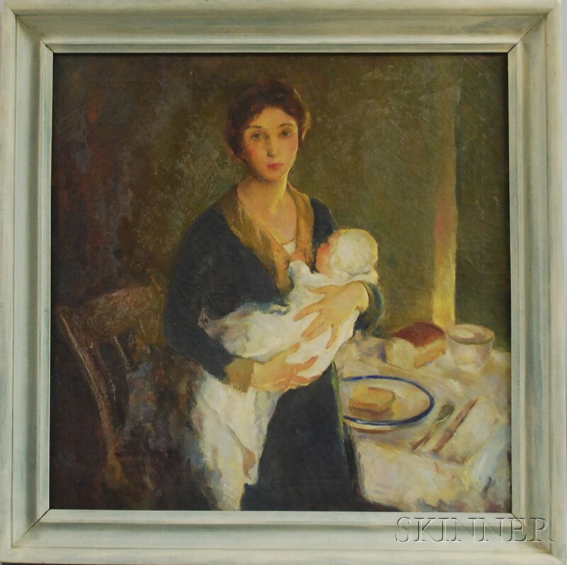 Appraisal: Provincetown School th Century Mother and Child Unsigned Oil on