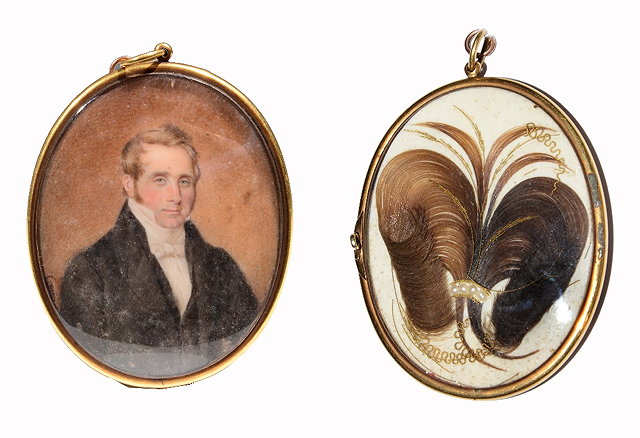 Appraisal: AN OVAL MINIATURE PORTRAIT of a gentleman in black top