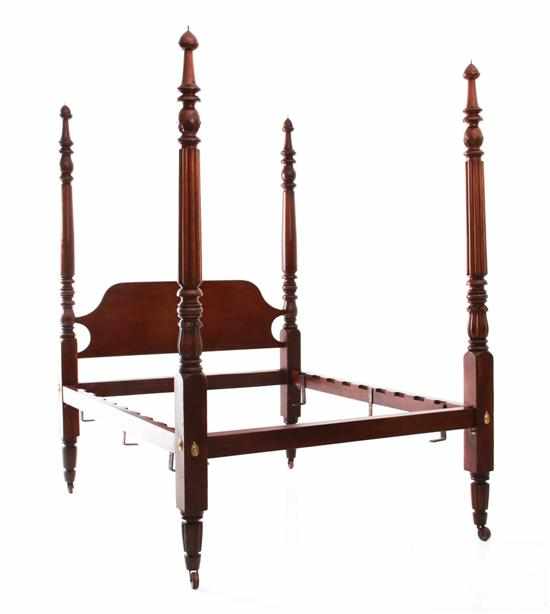 Appraisal: Classical carved mahogany and cherry tester bedstead probably Southern circa