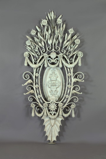 Appraisal: Monumental and Unusual Continental White-Painted Cast- and Wrought-Iron Wall Sculpture