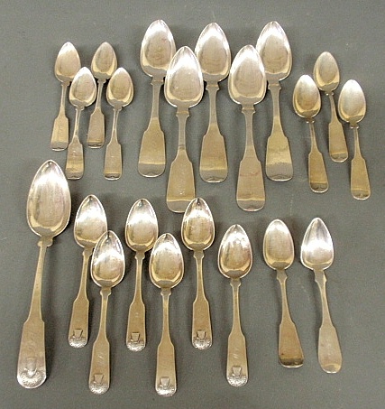 Appraisal: - Group of coin silver spoons by various makers incl