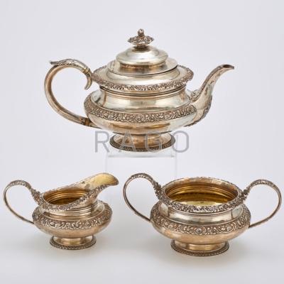 Appraisal: GEORGE IV SILVER TEA SERVICE BY WILLIAM LISTER Three round