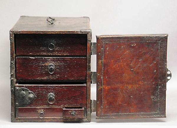 Appraisal: A small traveling chest Of rectangular shape with a hinged