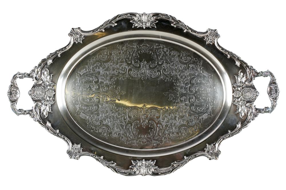 Appraisal: WALLACE SILVERPLATE FOOTED TRAY'Christopher Wren' pattern with maker's marks Condition