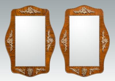 Appraisal: Pair Continental Baroque mirrors each of cartouche shape with walnut