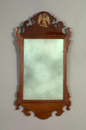 Appraisal: American Centennial Sawn Mahogany and Antique-Gilded Plaster Looking Glass first