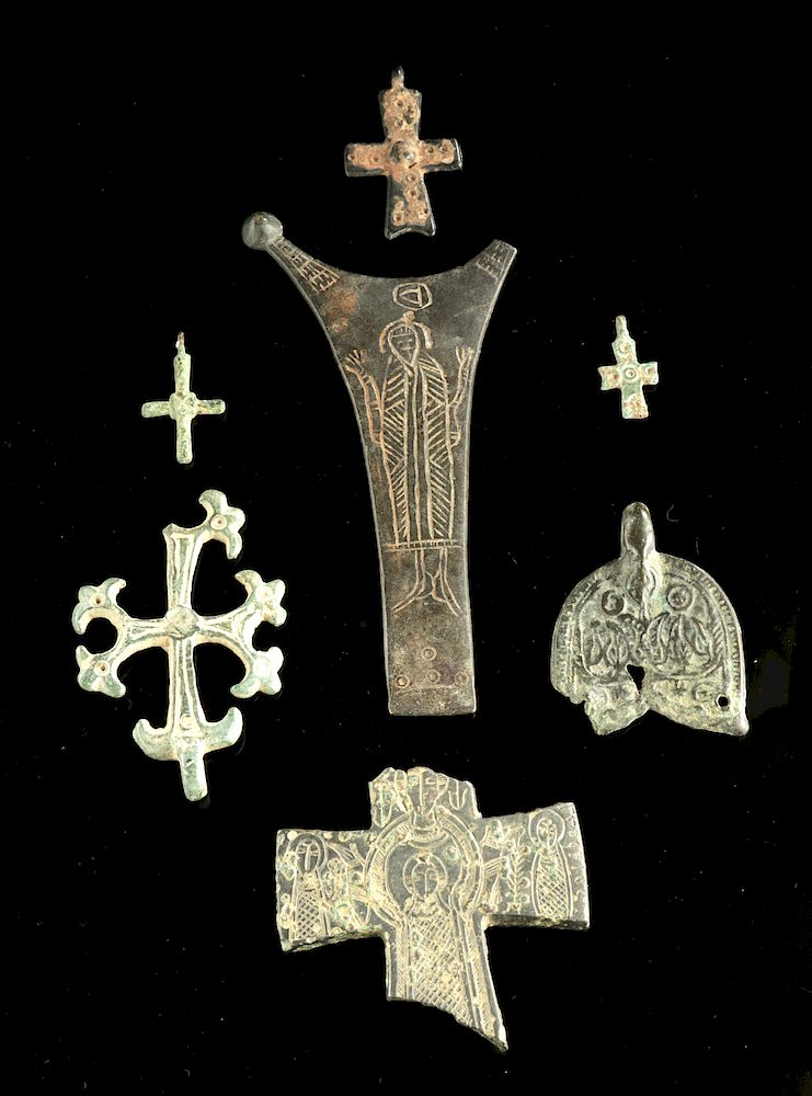 Appraisal: Byzantine Medieval Bronze Crosses Cross Fragments Ancient Near East Holy