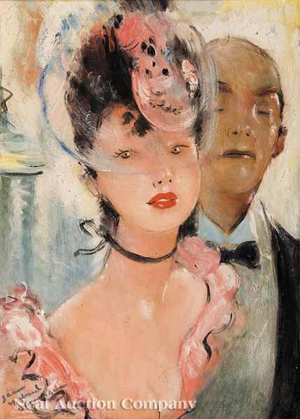 Appraisal: Jean-Gabriel Domergue French - Lady in a Pink Tulle Hat