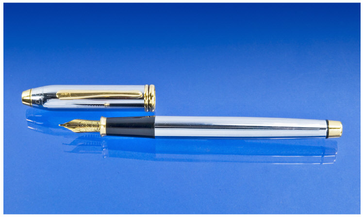 Appraisal: Cross Medalist Fountain Pen Silvered Barrel And Cap With Gilt