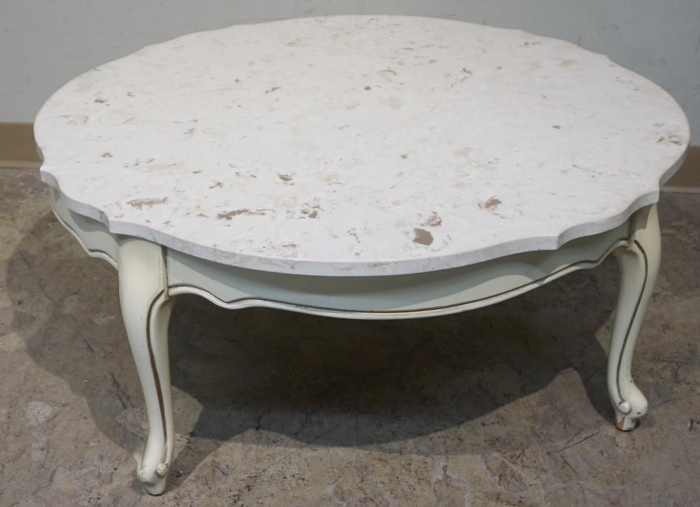 Appraisal: White Painted and Marble Top French Provincial Style Marble Top