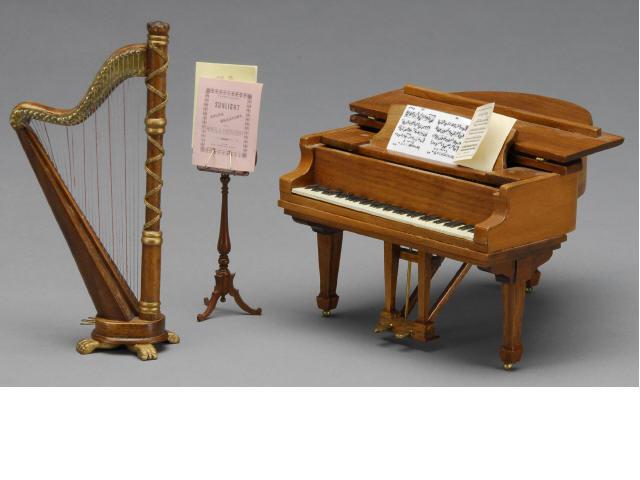 Appraisal: Partelow Piano a Harp and a Music Stand MN A