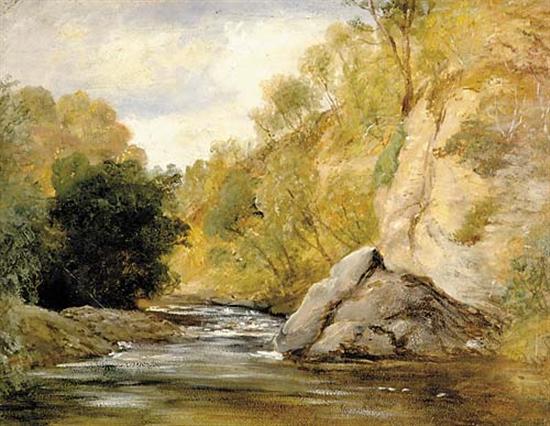 Appraisal: William Havell attributed to British - RIVER SCENEoil on panel