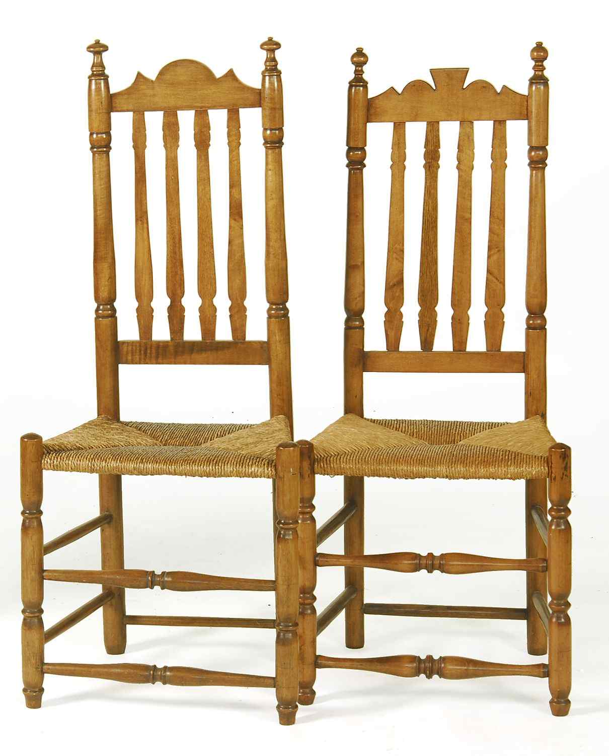 Appraisal: TWO ANTIQUE AMERICAN LATE WILLIAM MARY SIDE CHAIRSMid- th CenturyIn