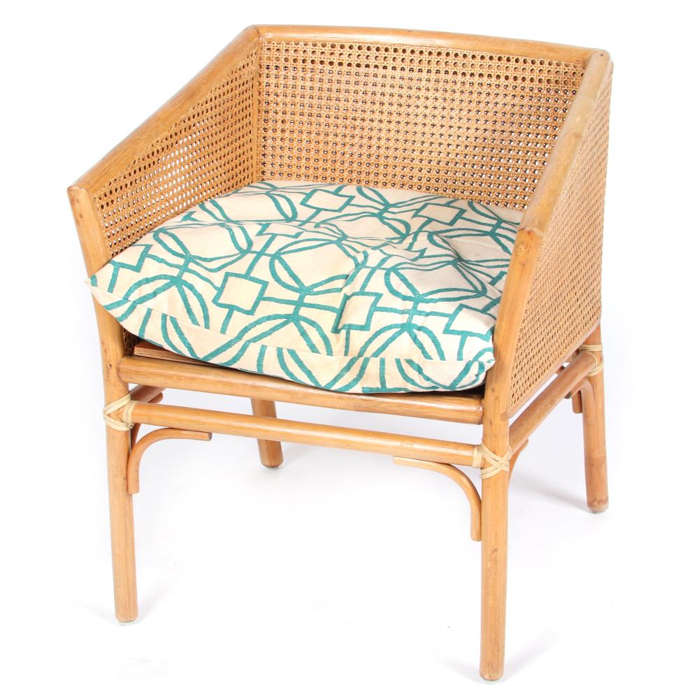 Appraisal: MCGUIRE MID-CENTURY MODERN RATTAN LOUNGE CHAIR WITH CANED ARMS AND