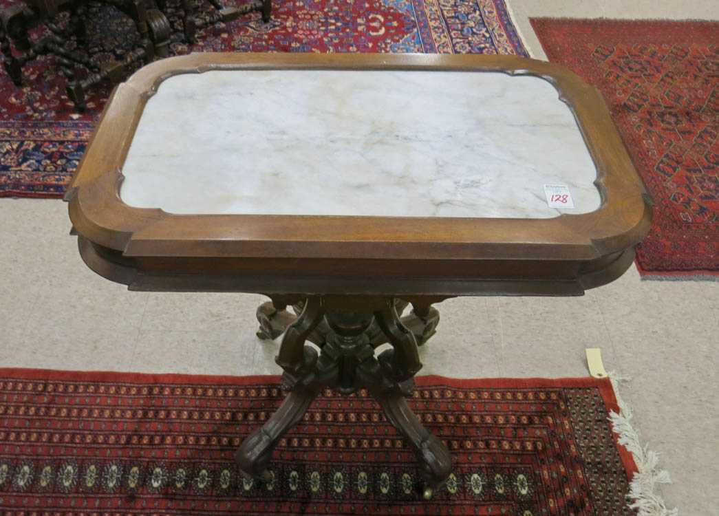 Appraisal: A VICTORIAN MARBLE-TOP LAMP TABLE Renaissance Revival design American c