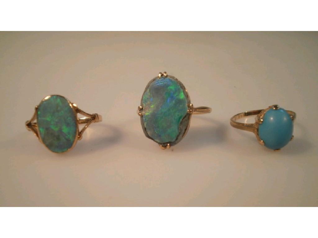 Appraisal: Two opal doublet set rings one stamped ct both in