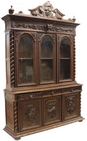 Appraisal: French Henri II style oak bookcase late th c split