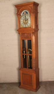 Appraisal: IMPRESSIVE ENGLISH CARVED OAK GRANDFATHER CLOCK HAVING ENGRAVED GILT BRASS