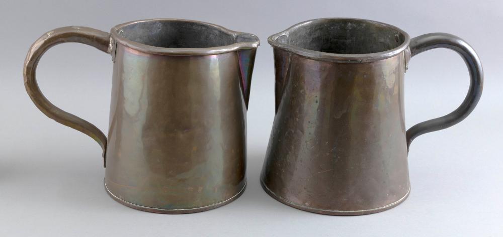 Appraisal: PAIR OF COPPER PITCHERS POSSIBLY FOR WHALE OIL TH CENTURY