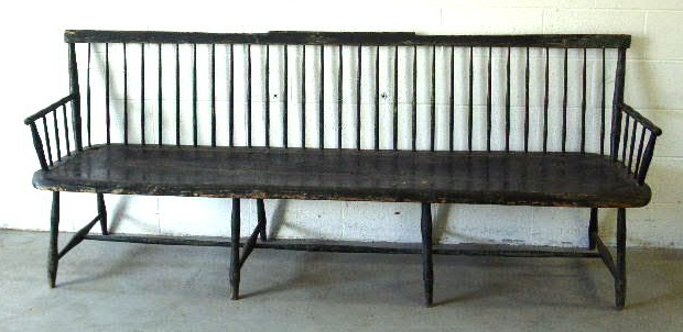 Appraisal: Pennsylvania bamboo turned settee c with plank bottom seat h