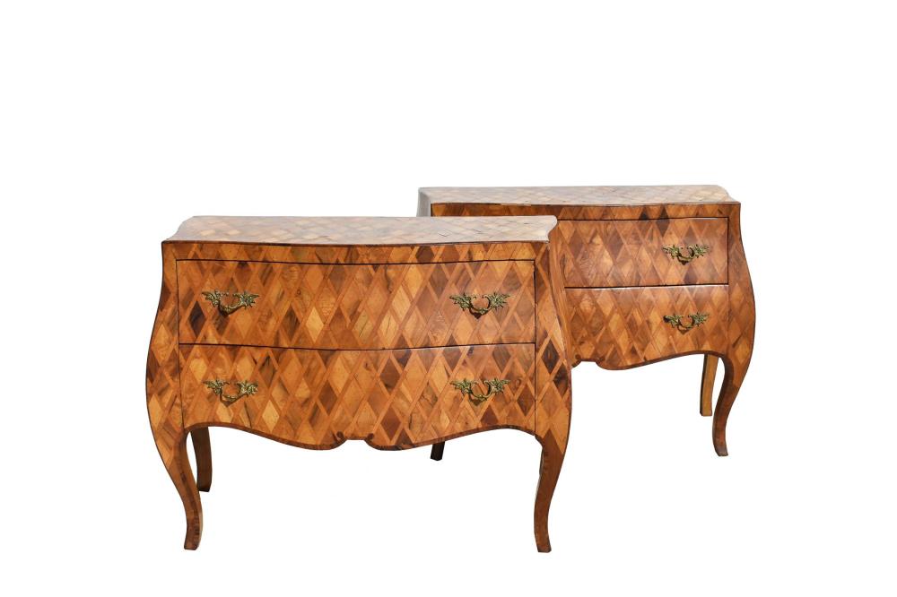 Appraisal: PAIR OF GERMAN ROCOCO STYLE PARQUETRY BEDSIDE COMMODESModern Each of