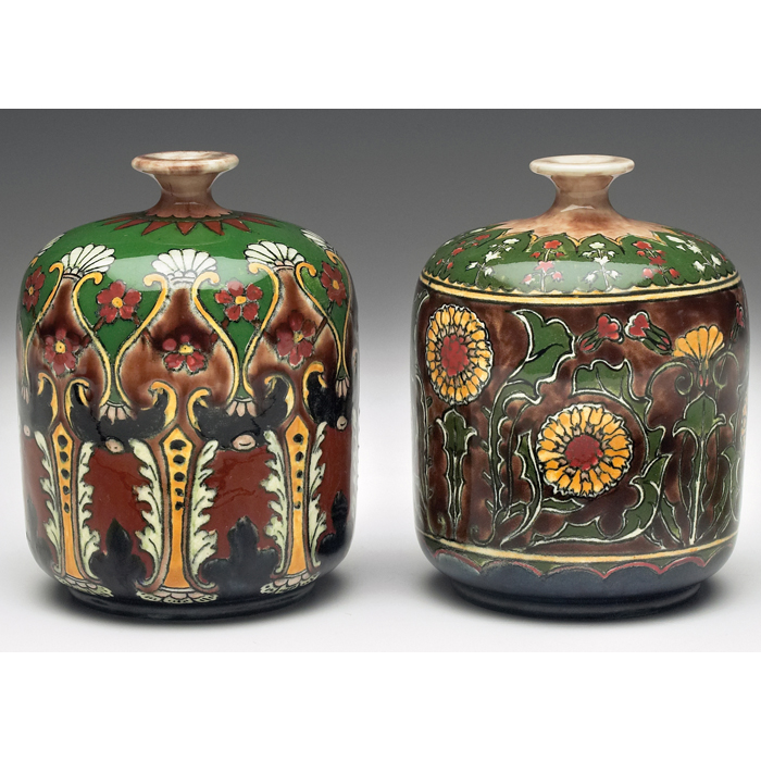 Appraisal: Royal Bonn vases two art nouveau design cylindrical form with