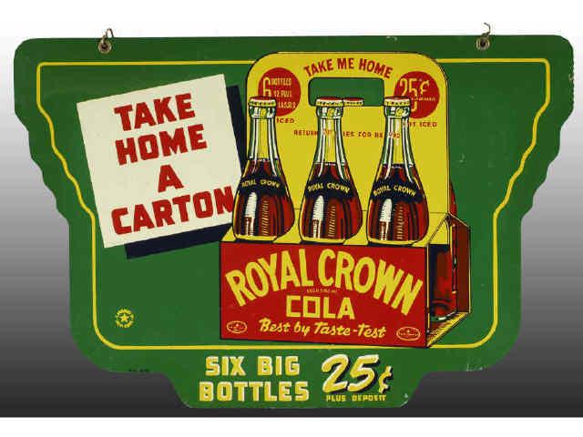 Appraisal: -Sided RC Cola Tin Sidewalk Sign with Bracket Description Original