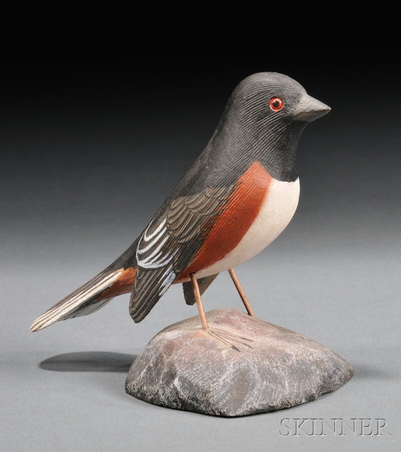 Appraisal: Jess Blackstone Miniature Carved and Painted Towhee Figure New Hampshire