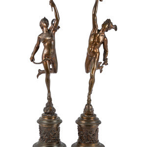 Appraisal: A Pair of Sculptures of Mercury and Psyche Height of